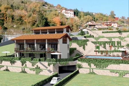 Vista da sud-est  - ingresso box palazzina a valle